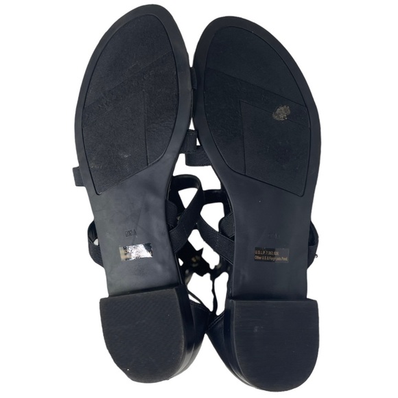 Marc Fisher Pammy Women’s Black Gladiator Sandals With Gold Studs - Picture 6 of 9